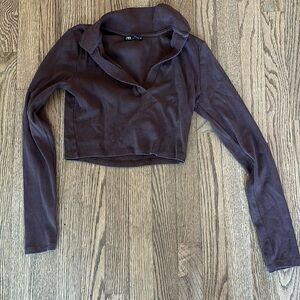 Brown cropped Zara polo size M